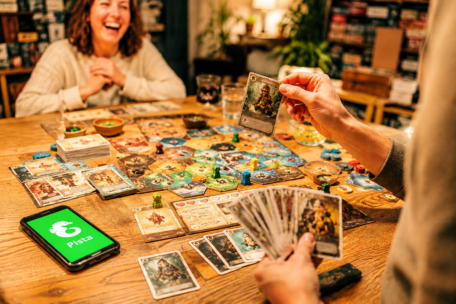Pista's clean interface replacing the chaotic manual board game workflow